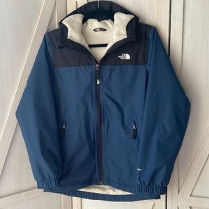 The North Face Kids Warm Storm Rain Jacket, Navy and Black Size L 14-16